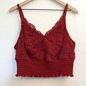 Torrid Red Lace Smocked Crop Top Size 1 XL 1X